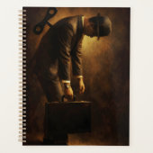 Wind-Up Office Man Surreal Routine Grind Oil Paint Planer (Vorderseite)