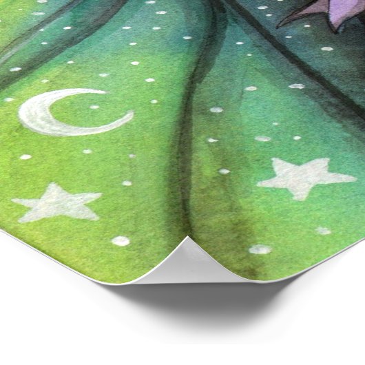 Wind von Halloween Fantasy Art Hexe und Tabby Cat Poster (Ecke)