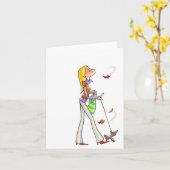 Wind Walking Women Notecard Karte (Gelbe Blume)