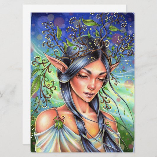Wind Whispers Fairy Elf Fantasy Woman Art Card (Vorne/Hinten)