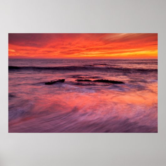 Windansea Beach Red Sunset Poster (Vorne)