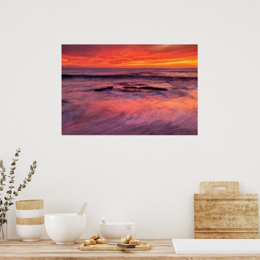 Windansea Beach Red Sunset Poster (Küche)