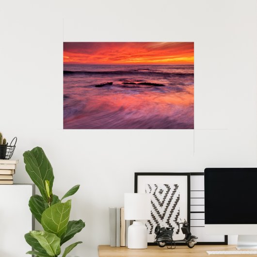 Windansea Beach Red Sunset Poster (Heimbüro)