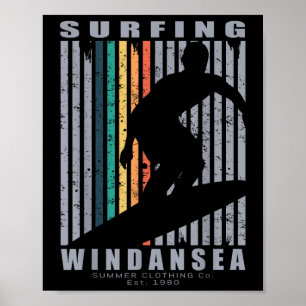 Windansea Surfing Beach Retro Surfing Sommerferien Poster