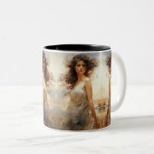 Windblase Schönheit: Ausdrucksstarke Wasserfarbe Zweifarbige Tasse (VorderseiteRechts)