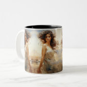 Windblase Schönheit: Ausdrucksstarke Wasserfarbe Zweifarbige Tasse (Vorderseite Links)