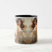 Windblase Schönheit: Ausdrucksstarke Wasserfarbe Zweifarbige Tasse (Mittel)