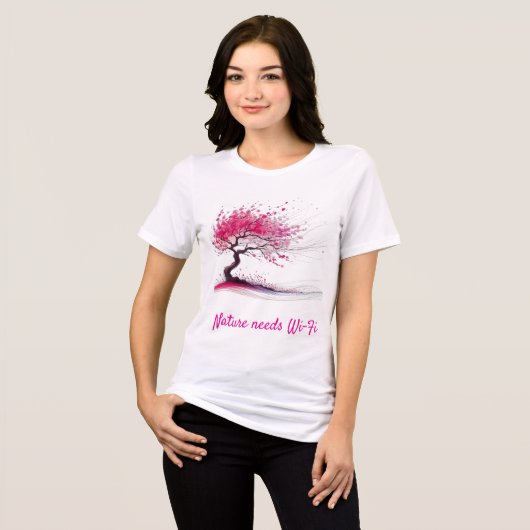 Windblown Cherry Blossom Tree Tri-Blend Shirt (Vorderseite voll)