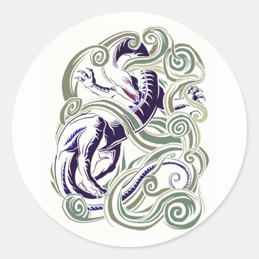 Winddrache Runder Aufkleber (Vorderseite)