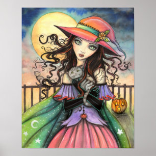 Winde der Halloween-Fantasie-Kunst Hexe und getige Poster