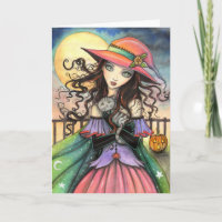 Winde der Halloween Hexe-und Tabby-Katzen-Kunst