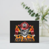Winde Feuerwehrschädel und Flammenäxe Postkarte (Stehend Vorderseite)