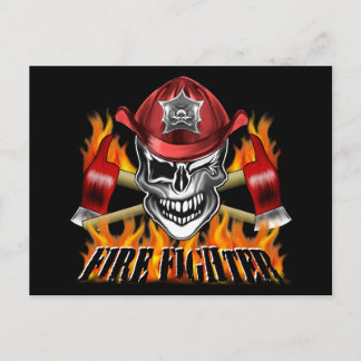 Winde Feuerwehrschädel und Flammenäxe Postkarte