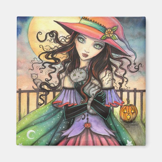 Winde von Halloween Hexenfantasy Art Magnet (Vorne)