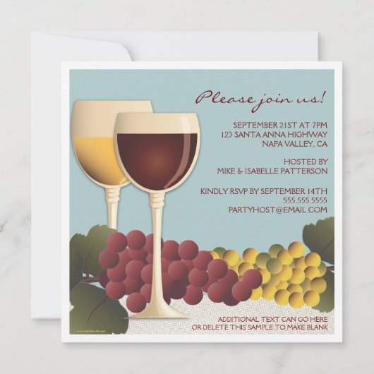 Winde & Weintrauben Weinprobe Party Einladung (Rückseite)
