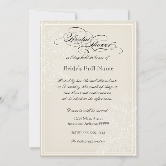 Windehydrangea-Brautparty-Einladung Einladung (Vorderseite)