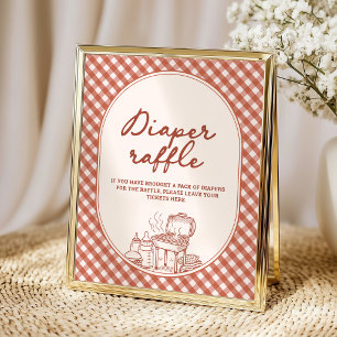 Windel-Raffel Baby Q BBQ Paare Baby Shower Poster