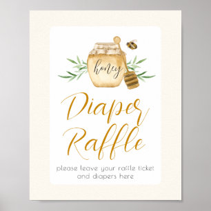 Windel-Raffel Little Honey Bee Baby Shower Tisch Poster