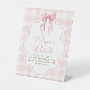 Windel-Raffel-Rosa-Schleife-Baby-Shower-Tischschil Sockelschild