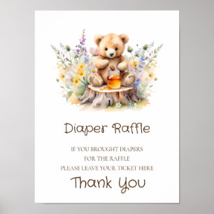 Windel-Raffel-Schild A Little Honey Baby Shower Poster