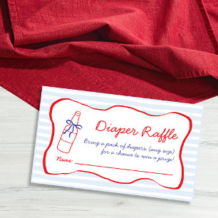 Windel-Raffel-Sodaflasche Rot & Blau Baby-Party Begleitkarte