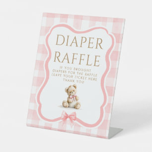 Windel-Raffel-Teddy-Bär-Baby-Shower-Tischschild Sockelschild