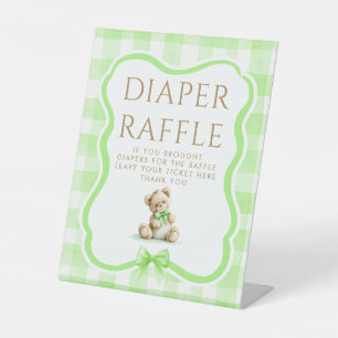 Windel-Raffel-Teddybär-Baby-Shower-Tischschild Sockelschild