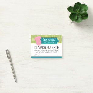 Windel-Raffel-Tickets - Baby Shower-Spiel Rosa Mäd Post-it Klebezettel