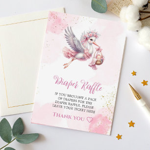 Windel-Raffelkarte Pink Stork Baby Girl Thema  Begleitkarte