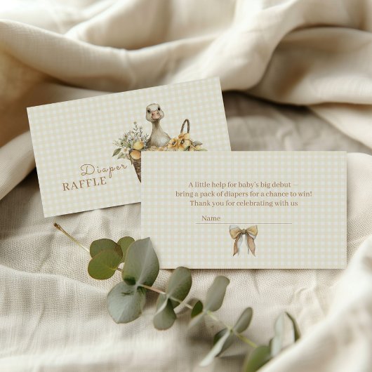 Windel-Raffle Alberne Gans Lemon Wasserfarbe  Begleitkarte