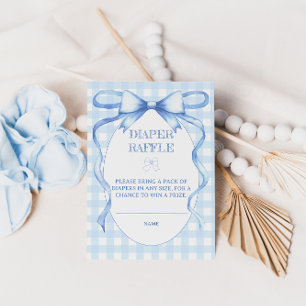 Windel-Raffle-Band-Schleife Blau Wasserfarbe Begleitkarte