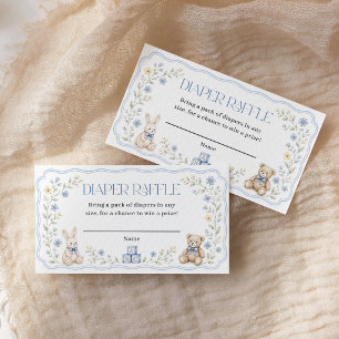 Windel-Raffle Blau Florale Babyparty-Kinder-Taufpa Begleitkarte