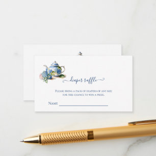 Windel-Raffle  Blaue Hortensie  Tee-Party Begleitkarte