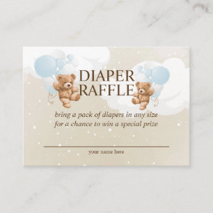 Windel-Raffle-Karte für Zwillinge Jungen Teddybär Begleitkarte