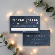 Windel-Raffle Mond Sternennacht Blau Baby Shower