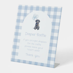 Windel-Raffle-Schild für Baby-Party mit schwarzem Sockelschild
