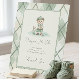 Windel-Raffle-Schild Golfing Sage Green Baby Showe Sockelschild