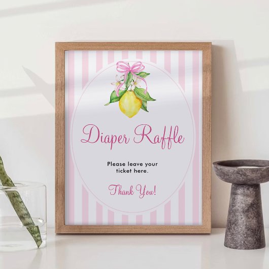 Windel-Raffle-Schild mit Zitronen Poster