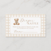 Windel-Raffle Teddybär neutral Gingham Begleitkarte (Vorderseite)