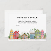 Windel Raffle Ticket Winterdorf Baby Dusche Begleitkarte (Vorne/Hinten)
