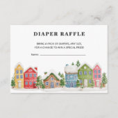 Windel Raffle Ticket Winterdorf Baby Dusche Begleitkarte (Vorderseite)