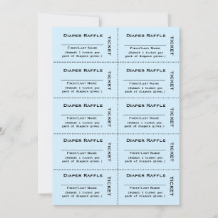 Windel-Raffle-Tickets Blaue Einladung