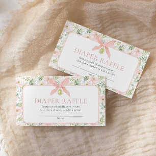 Windel-Raffle Vintage-Blumenrosa Schleife Baby-Par Begleitkarte