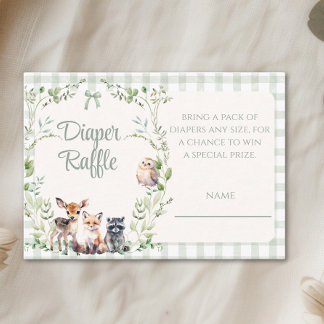 Windel-Raffle Waldtiere Süße Babyparty Begleitkarte