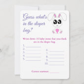 Windelbeutel, Baby Dusche Spielkarte Flyer, Kaninc Einladung (Vorderseite)