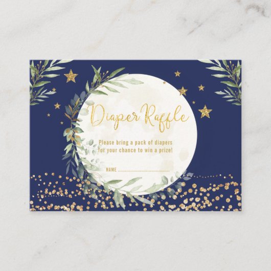 Windeldrehung für Navy Greenery Gold Moon & Stars Begleitkarte (Vorderseite)