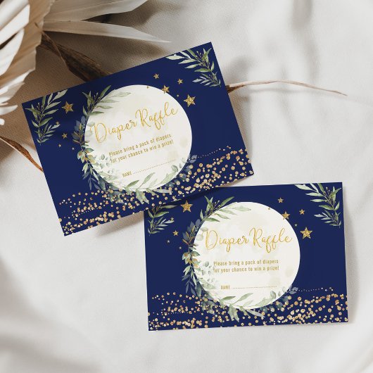 Windeldrehung für Navy Greenery Gold Moon & Stars Begleitkarte