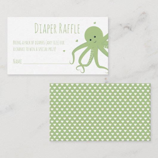 Windelkreuz Ticket Grüner Krake Herz Tier Begleitkarte (Vorne/Hinten)