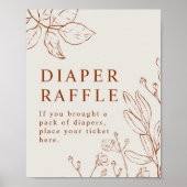 Windeln Botanisches Babyduschposter Poster (Vorne)