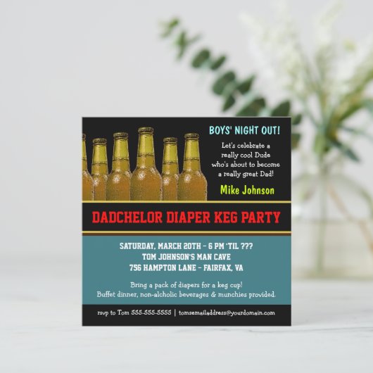 Windeln - Dadchelor Bier Party Einladungen (Stehend Vorderseite)